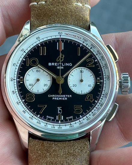 2020 Breitling Premier B01 Chronograph 42MM Black Dial Leather Strap (AB0118A21B1X2)