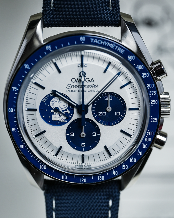 2025 Omega Speedmaster Anniversary Series "Silver Snoopy Award" 50th Anniversary 42MM Silver Dial Textile Strap (310.32.42.50.02.001)
