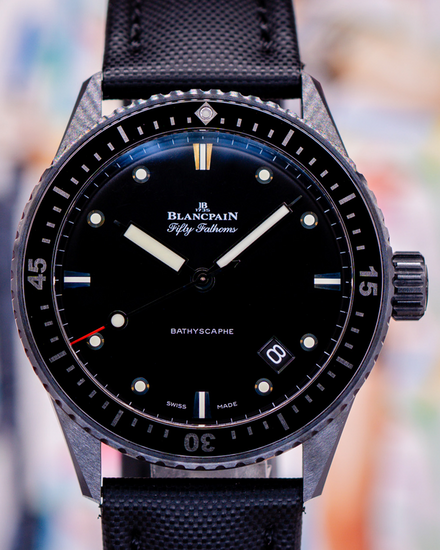 2023 Blancpain Fifty Fathoms Bathyscape Ceramic "Darth Vader" 43MM Black Dial Textile Strap (5000-0130-B52A)