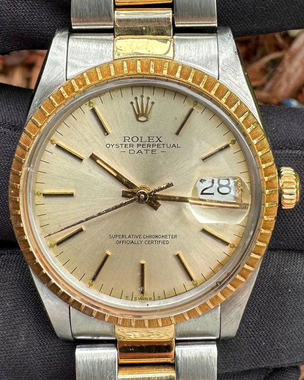 1987 Rolex Oyster Perpetual Date 34MM Champagne Dial Two-Tone Oyster Bracelet (15053)