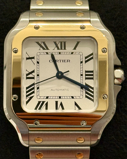 2025 Cartier Santos De Cartier 35MM Silver Dial Two-Tone Bracelet (W2SA0016)
