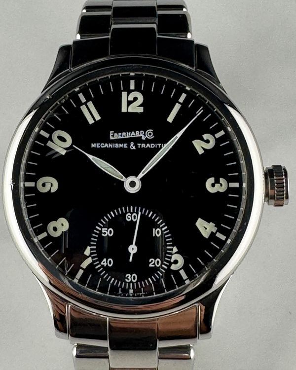 Eberhard & Co Traversetolo 43MM Black Dial Steel Bracelet (3326)