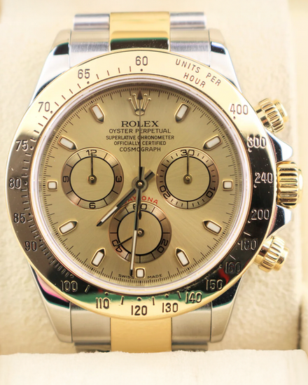 Rolex Cosmograph Daytona 40MM Champagne Dial Two-Tone Oyster Bracelet (116523)