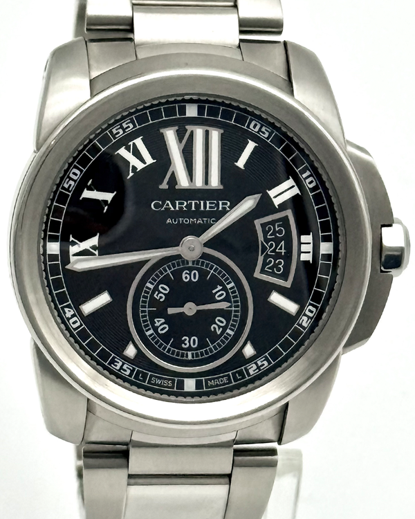 2018 Cartier Calibre de Cartier 42MM Black Dial Steel Bracelet (W7100016)