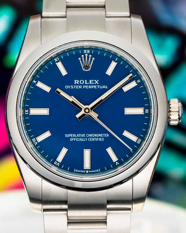2025 Rolex Oyster Perpetual 34MM Blue Dial Oyster Bracelet (124200)