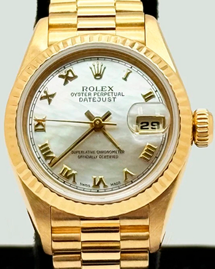 1999 Rolex Lady-Datejust 26MM Mother of Pearl Dial Yellow Gold President Bracelet (69178)