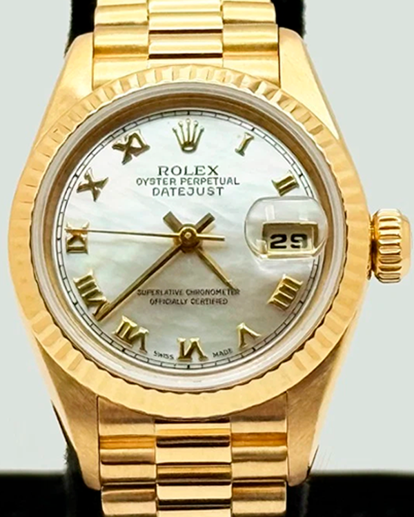 1999 Rolex Lady-Datejust 26MM Mother of Pearl Dial Yellow Gold President Bracelet (69178)