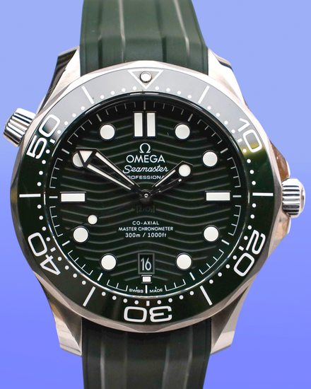 2023 Omega Seamaster Diver 300M 42MM Green Dial Rubber Strap  (210.32.42.20.10.001)