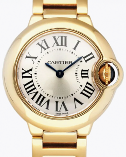 Cartier Ballon Bleu Quartz 28MM Silver Dial Yellow Gold Bracelet (W69001Z2)