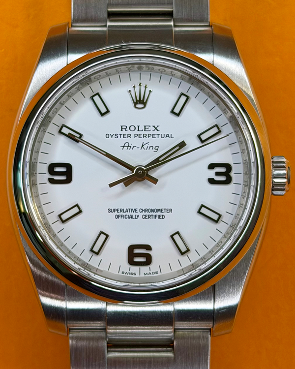 2009 Rolex Air-King 34MM White Dial Oyster Bracelet (114200)