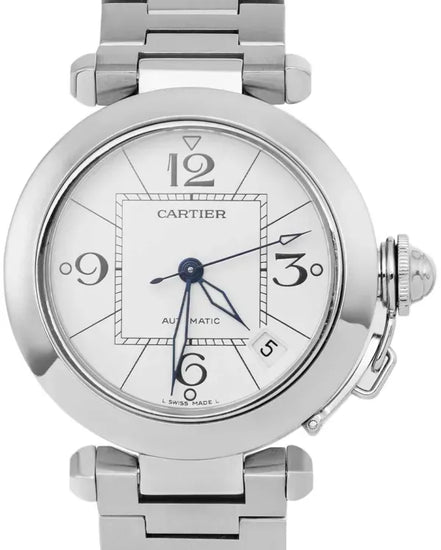 Cartier Pasha De Cartier 35MM White Dial Steel Bracelet (W31074M7)