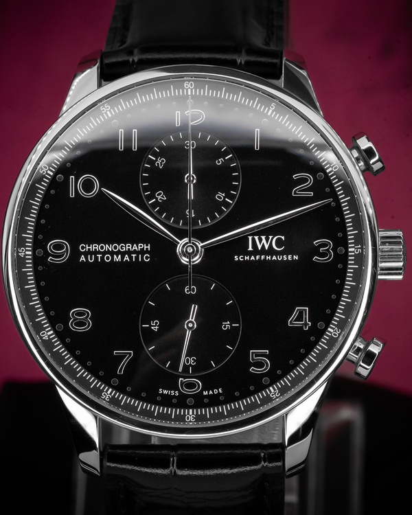 2022 IWC Schaffhausen Portugieser Chronograph 41MM Black Dial Leather Strap (IW371609)