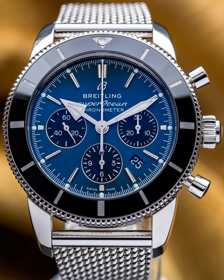 2025 Breitling Superocean Heritage B01 Chronograph 44MM Blue Dial Steel Bracelet (AB0162121C1S1)