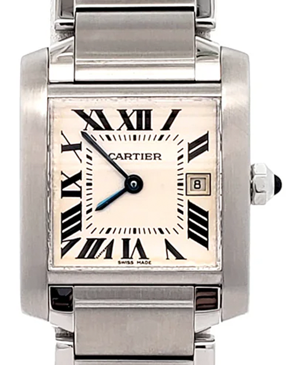 Cartier Tank Française 25MM Quartz White Dial Steel Bracelet (W51011Q3)
