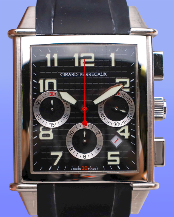 Girard Perregaux Vintage 1945 36MM Black Dial Rubber Strap (25840)