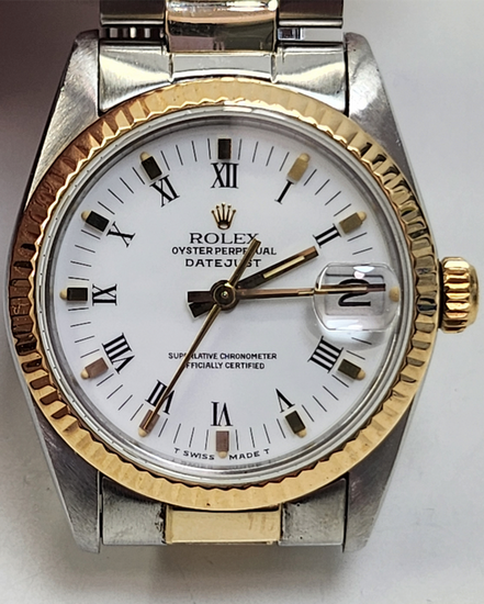 Rolex Datejust 31MM White Dial Aftermarket Two-Tone Bracelet (68240)