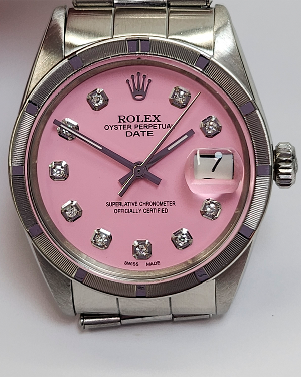 Rolex Oyster Perpetual Date 34MM Aftermarket Pink Dial Oyster Bracelet (1501)