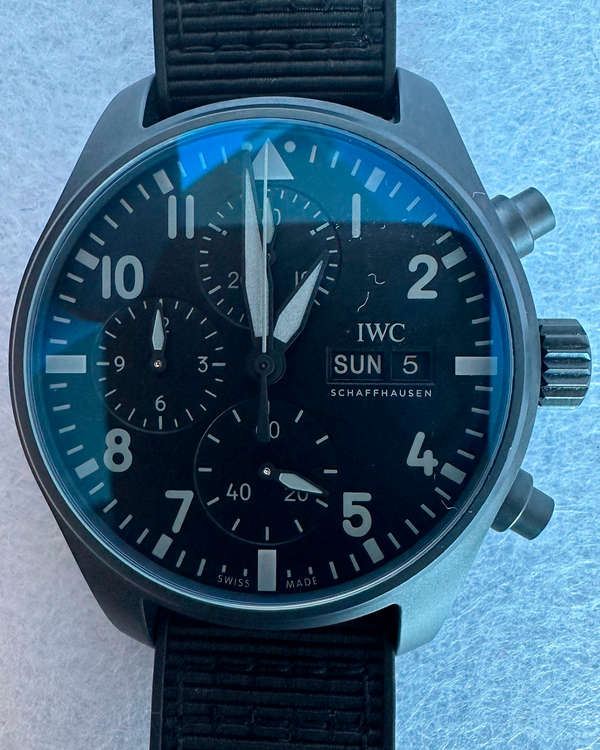 2022 IWC Schaffhausen Pilot "Top Gun Ceratanium" Chronograph 41MM Black Dial Textile Strap (IW388106)