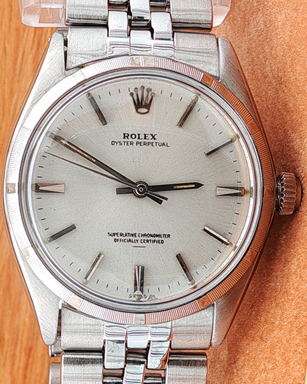 1985 Rolex Oyster Perpetual 34MM Aftermarket Silver Dial Oyster Bracelet (1003)