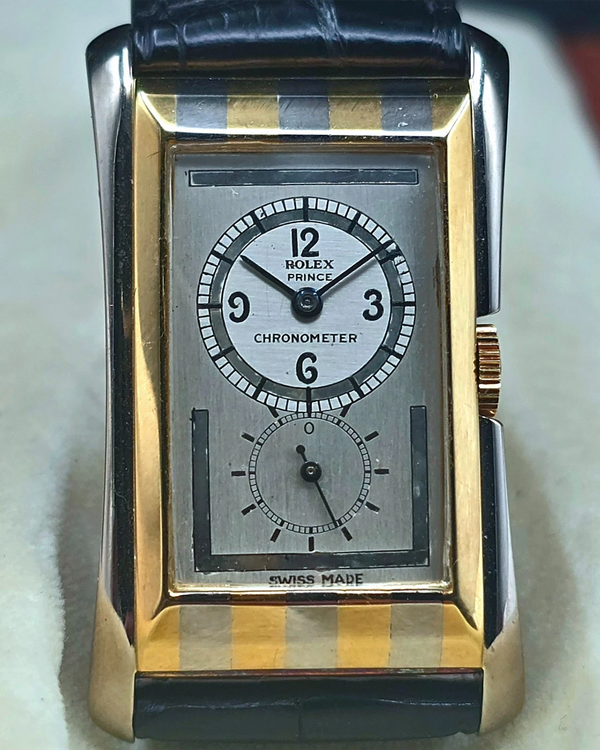 1938 Rolex Vintage Prince "Tiger Stripe" 30MM Silver Dial Leather Strap (971)