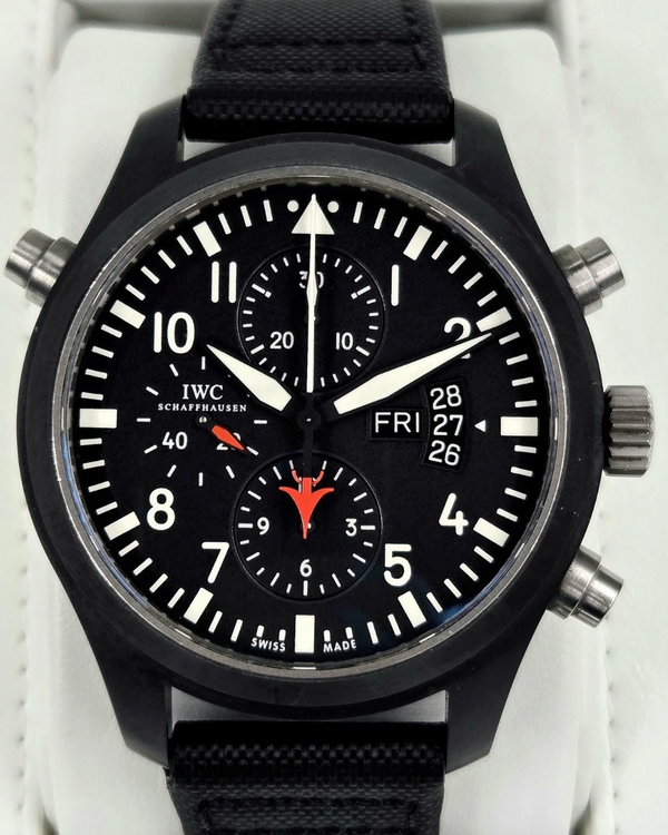 IWC Schaffhausen Pilot Top Gun Double Rattrapante Chronograph 46MM Black Dial Kevlar Strap (IW379901)