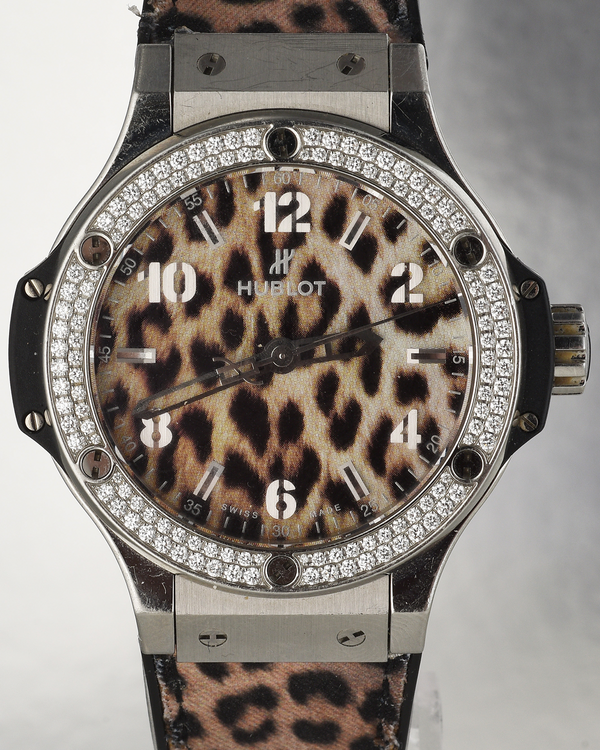 2015 Hublot Big Bang 38MM Quartz "Leopard" Dial Leather Strap (361.SX.7710.NR.1104.JLE14)