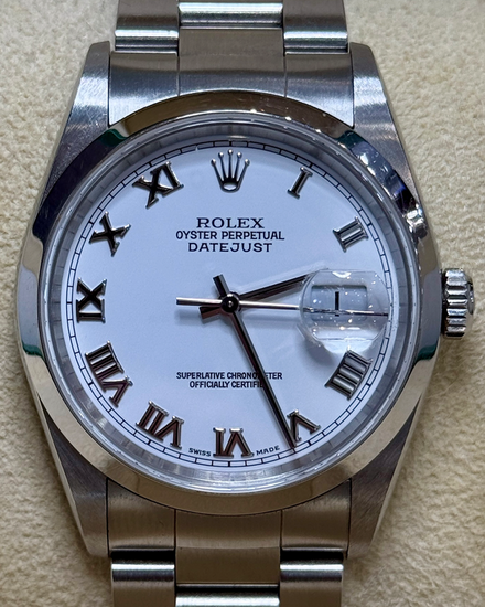 Rolex Datejust 36MM White Dial Oyster Bracelet (16200)
