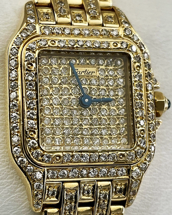 Cartier Panthère De Cartier 22MM Quartz Aftermarket Diamond Pavé Dial Aftermarket Diamonds/Yellow Gold Bracelet (8057917)