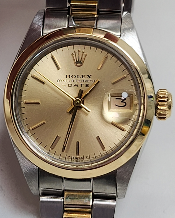 1973 Rolex Oyster Perpetual Lady Date 26MM Champagne Dial Two-Tone Oyster Bracelet (6916)