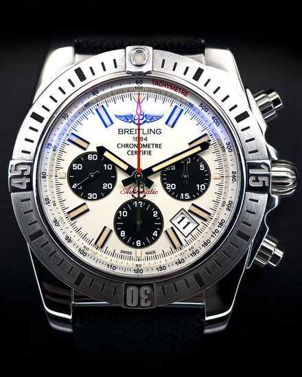 2014 Breitling Chronomat Airborne 44MM Silver Dial Textile Strap (AB01154G/G786)