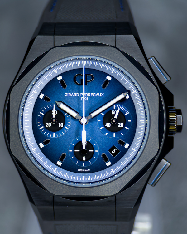 2022 Girard Perregaux Laureato Absolute Chronograph 44MM Blue Dial Rubber Strap (81060-21-491-FH6A)
