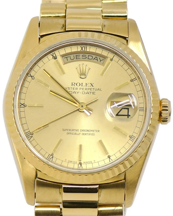 1993 Rolex Day-Date 36MM Champagne Dial Yellow Gold President Bracelet (18238)
