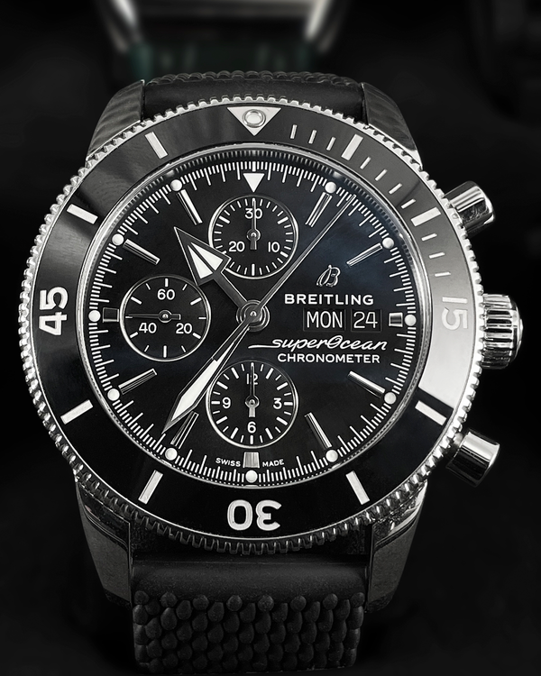 2025 Breitling Superocean Heritage II Chronograph 44MM Black Dial Rubber Strap (A13313)