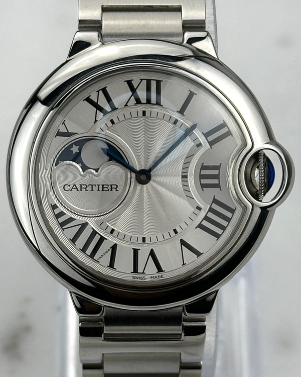Cartier Ballon Bleu 37MM Silver Dial Steel Bracelet (WSBB0050)