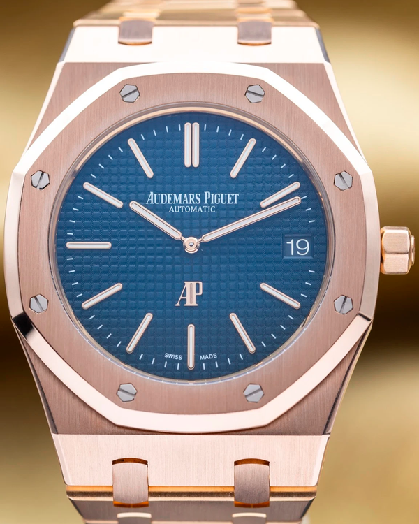 (angie)2014 Audemars Piguet Royal Oak 39MM Blue Dial Rose Gold Bracelet (15202OR.OO.1240OR.01)