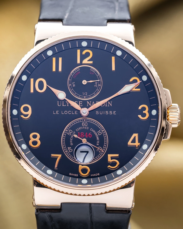 Ulysse Nardin Marine Chronometer 41MM Blue Dial Leather Strap (266-66/62)