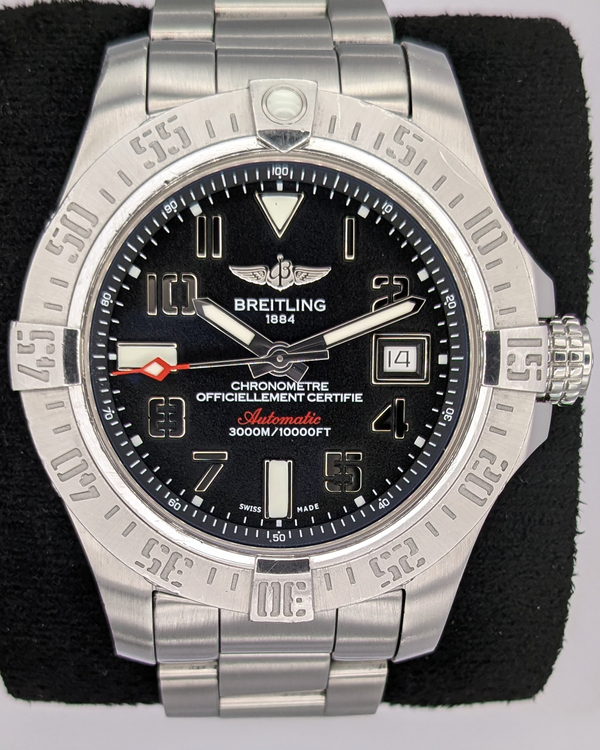 2014 Breitling Avenger II Seawolf Chronograph 45MM Black Dial Steel Bracelet (A1733110/BC31)