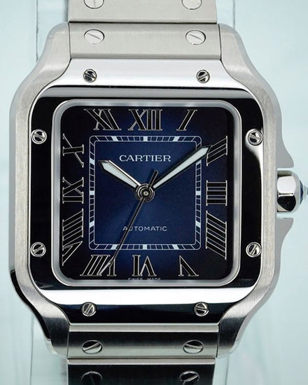 2025 Cartier Santos De Cartier 35.1MM Blue Dial Steel Bracelet (WSSA0073)