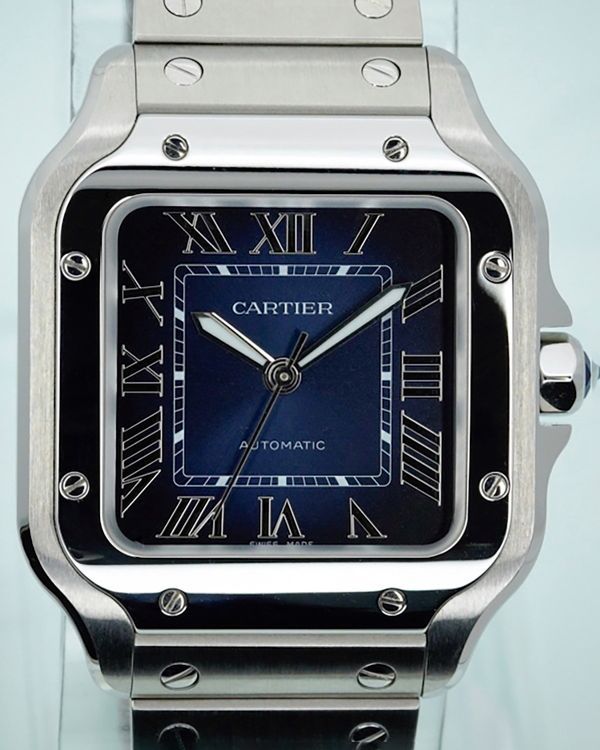 2025 Cartier Santos De Cartier 35.1MM Blue Dial Steel Bracelet (WSSA0073)