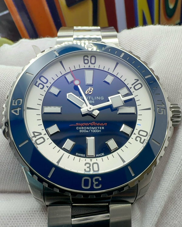 2025 Breitling Superocean 46MM Blue Dial Steel Bracelet (A17378E71C1A1)