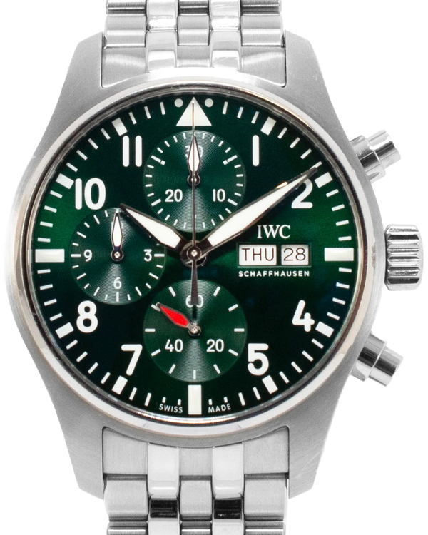 IWC Schaffhausen Pilot Chronograph 41MM Green Dial Steel Bracelet (IW388104)