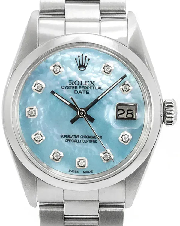 Rolex Oyster Perpetual Date 34MM Aftermarket Mother of Pearl Dial Aftermarket Steel Bracelet (1501)