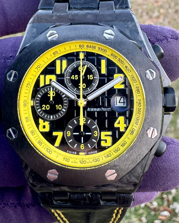 Audemars Piguet Royal Oak Offshore Chronograph "Bumblebee" 42MM Black Dial Leather Strap (26176FO.OO.D101CR.02)