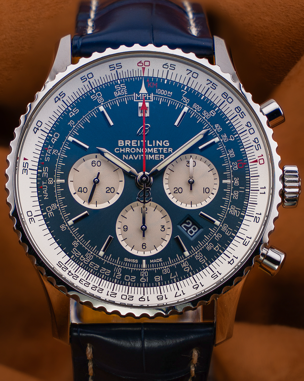 2021 Breitling Navitimer B01 Chronograph 46MM Blue Dial Leather Strap (AB0127)