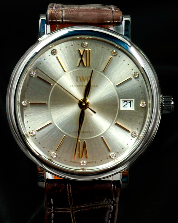 2019 IWC Schaffhausen Portofino 37MM Silver Dial Leather Strap (IW458101)
