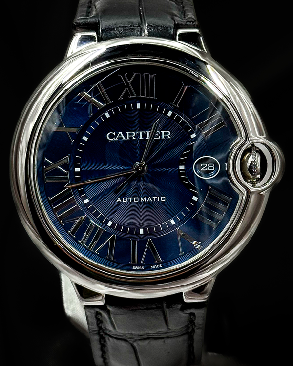 No Reserve - 2020 Cartier Ballon Bleu 42MM Blue Dial Leather Strap (WSBB0025)