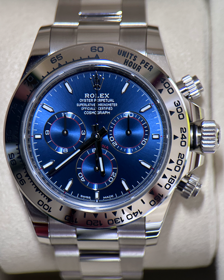 2025 Rolex Cosmograph Daytona 40MM Blue Dial White Gold Oyster Bracelet (126509)