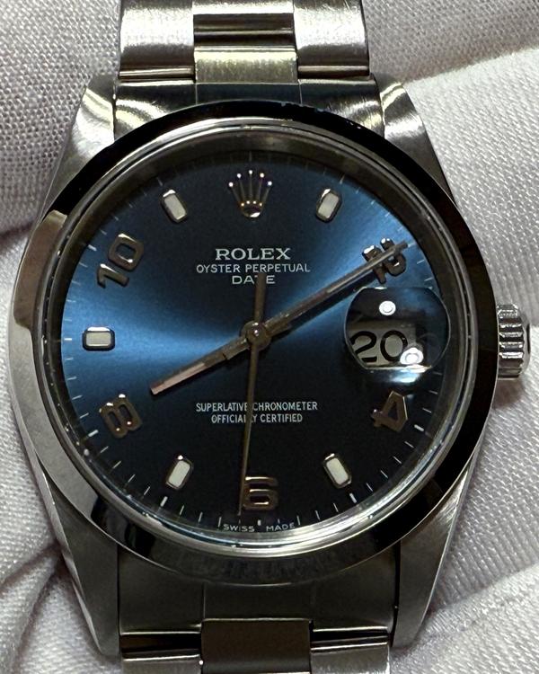 2005 Rolex Oyster Perpetual Date 34MM Blue Dial Oyster Bracelet (15200)