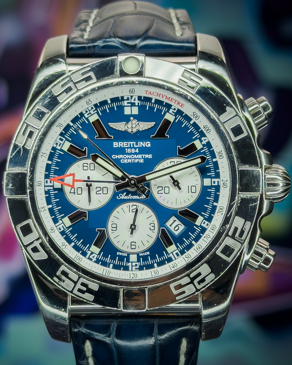 2017 Breitling Chronomat GMT 47MM Blue Dial Leather Strap (AB0410)