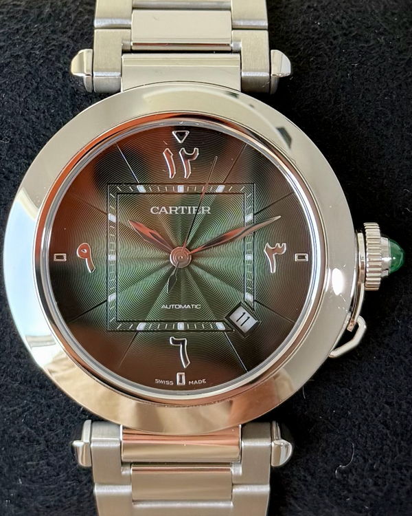 2021 Cartier Pasha De Cartier 41MM Green Dial Steel Bracelet (WSPA0022)